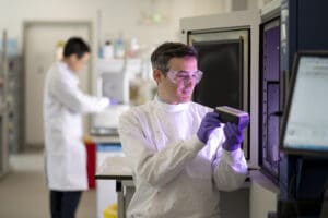 Dr Paul Wright in the lab