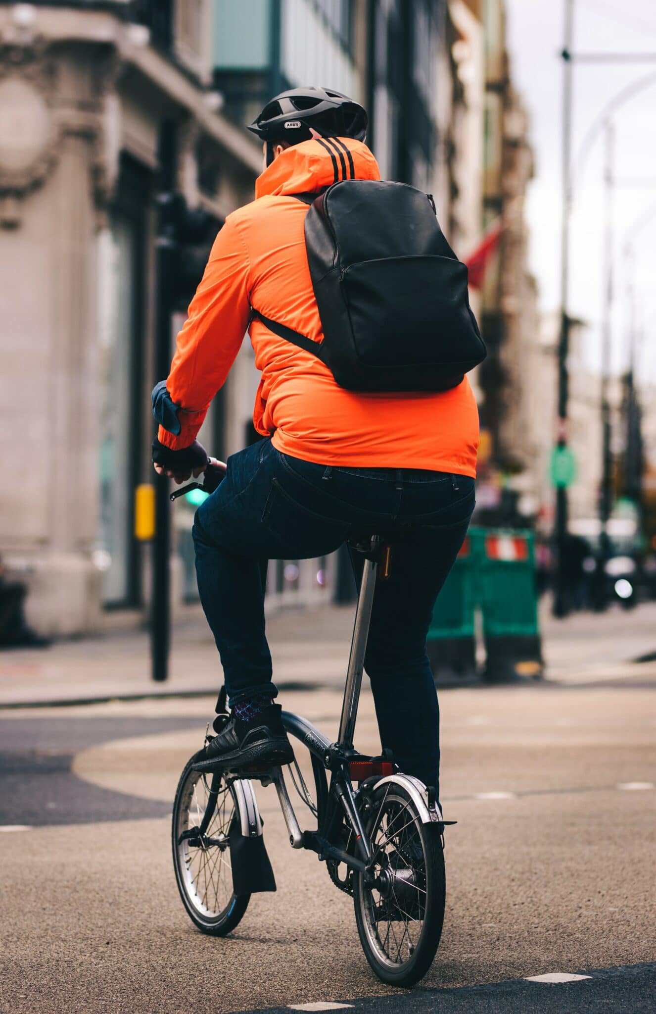 Man on a Brompton bicycle in London