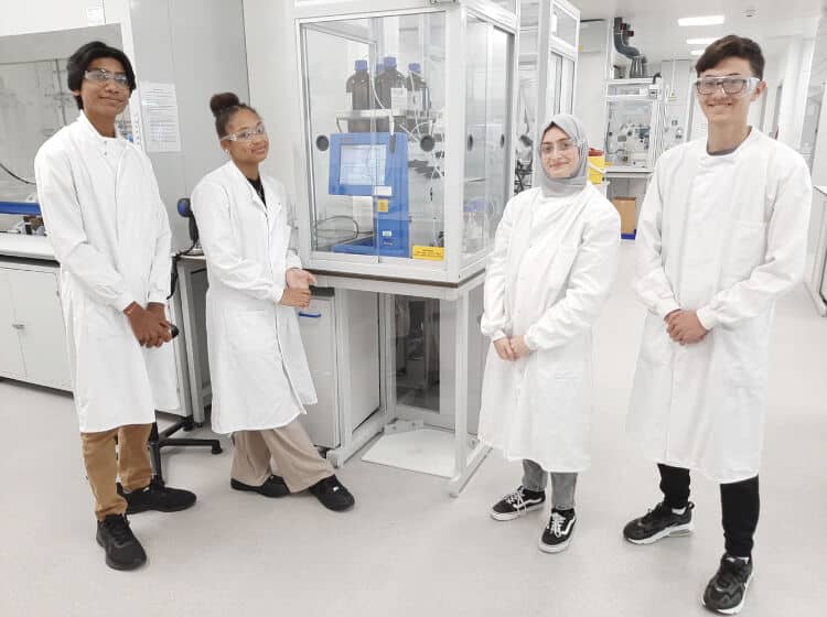 Placement students in the laboratory in Stevenage