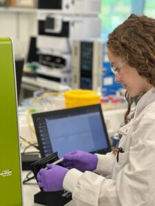 Placement student in the lab in Stevenage.
