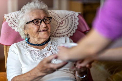 Senior woman in a care home