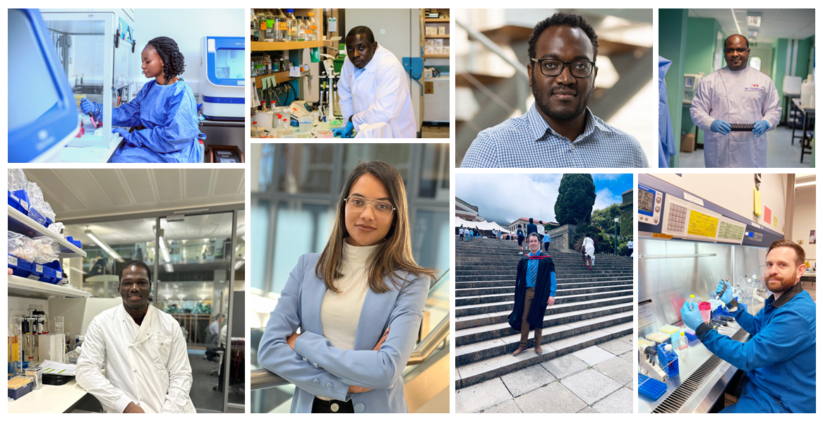 A collage of 8 Crick Africa Network Fellows