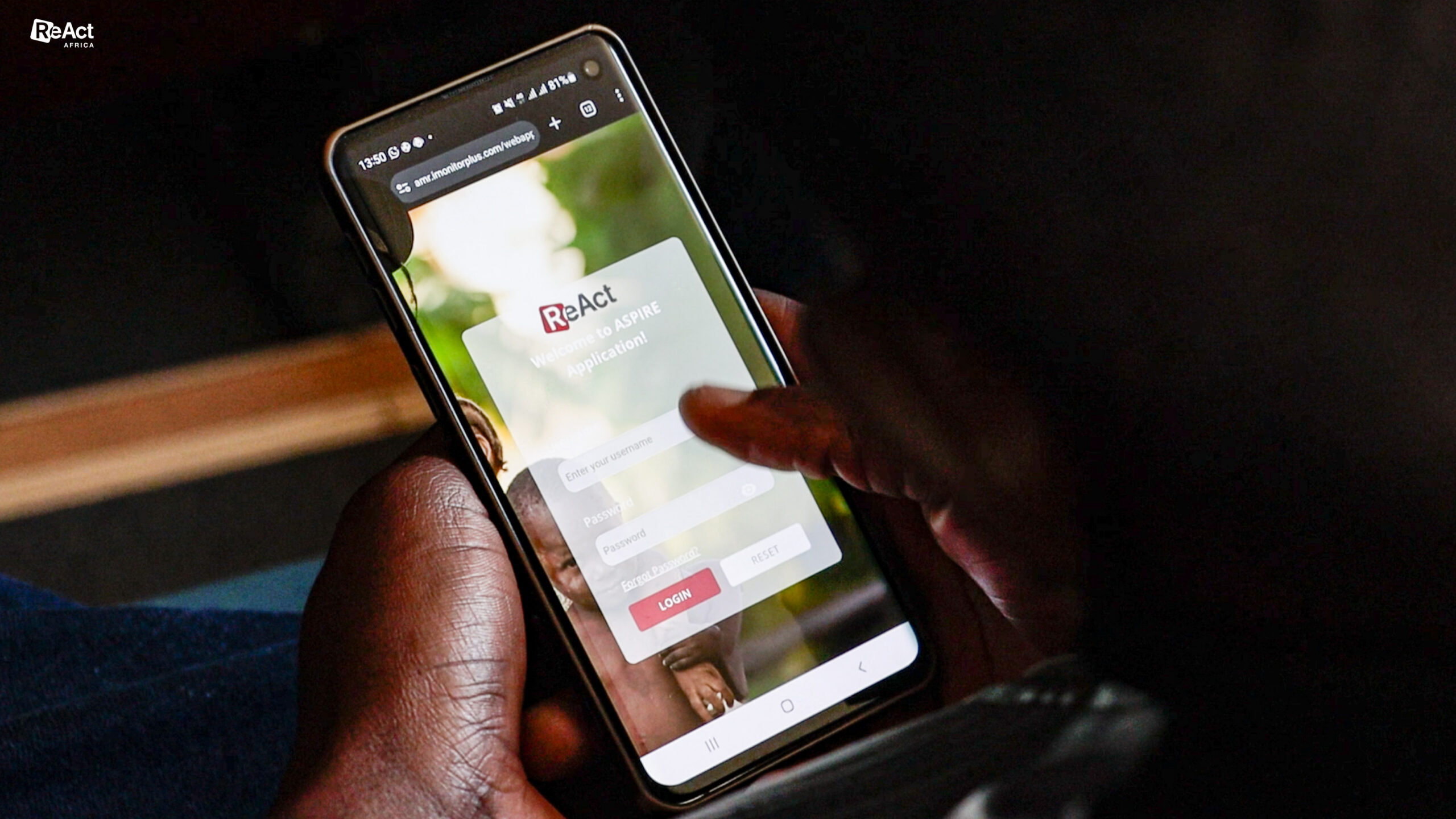 Smart photo showing the APIRE application login page