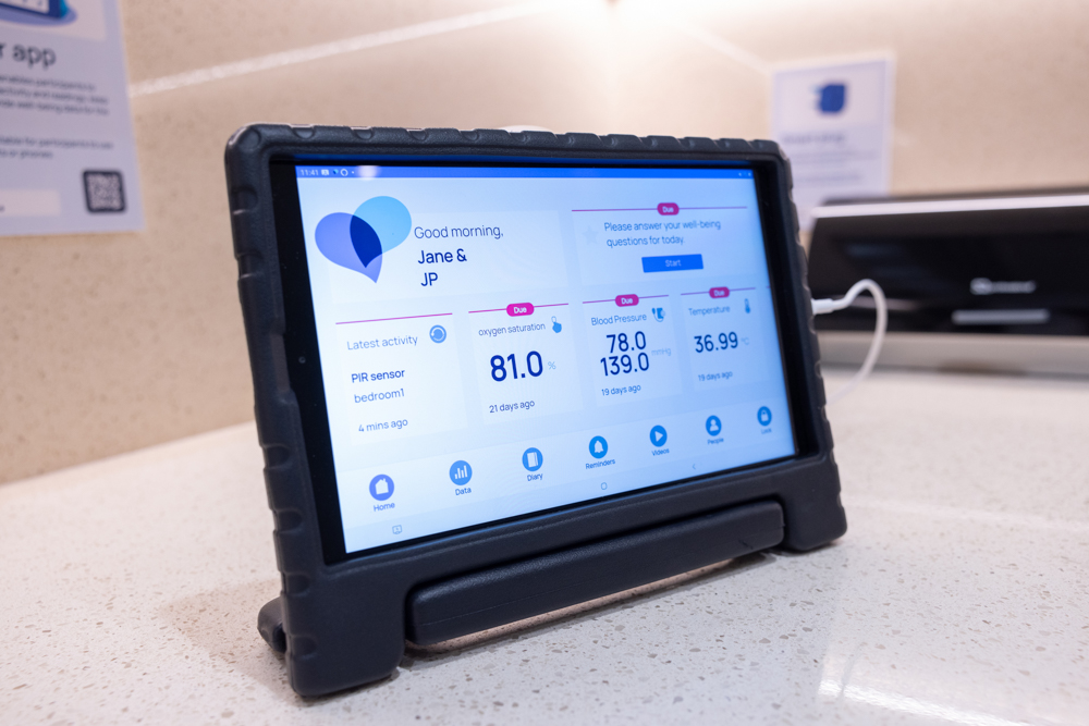 Screen showing dementia monitoring software