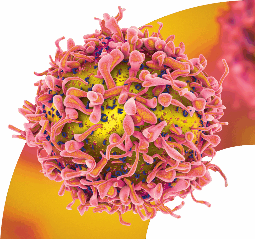 Generated image of a cancer cell against a gradient background