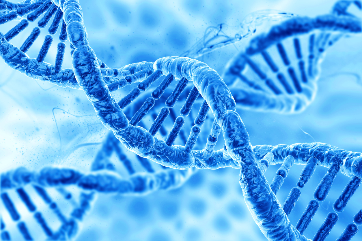 DNA molecules on a blue background
